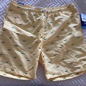 Brand New - Surf Style Men's XL Swim Trunks, Yellow (Embroidered Alligators)